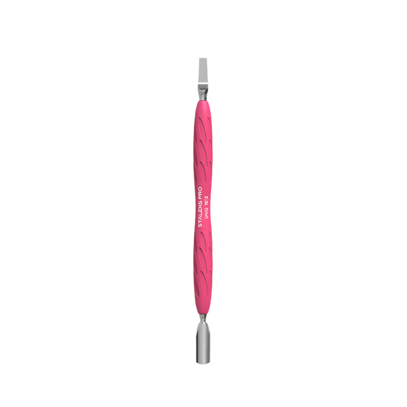 Staleks Manicure pusher Gummy with silicone handle UNIQ 10 TYPE 5 (rounded narrow pusher and straight blade) - yofinity