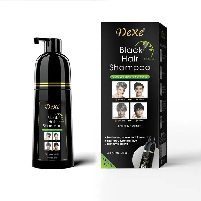 שמפו צובע DeXe - צבע שחור - לגברים ונשים 400 מ"ל - yofinity