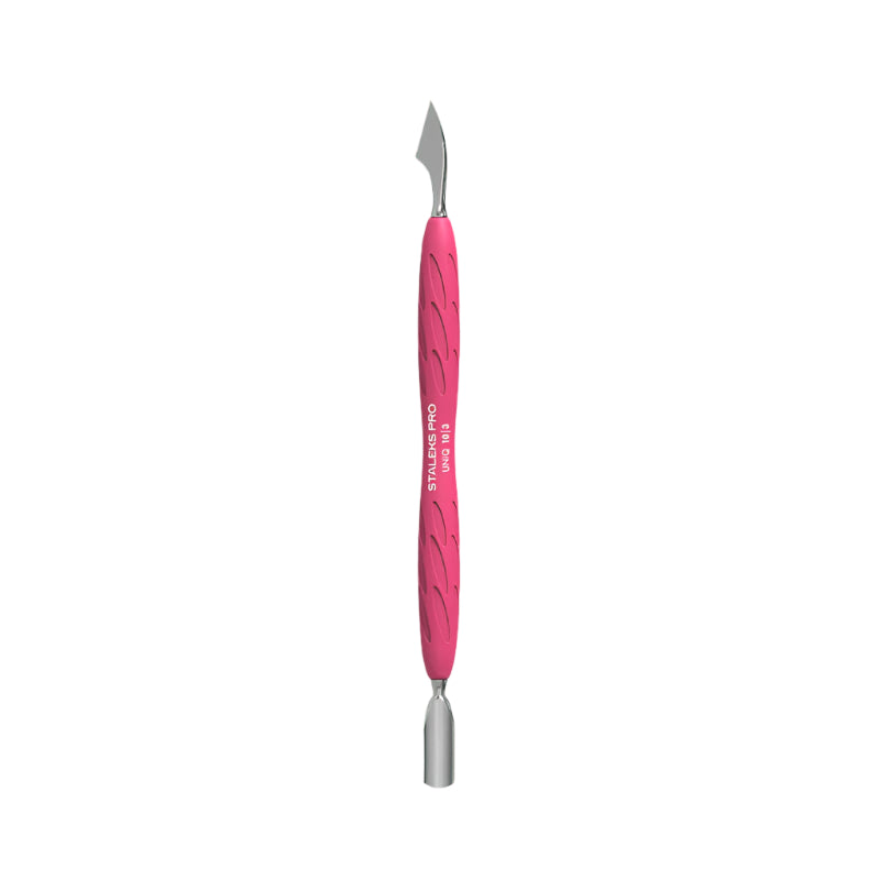Stalleks Manicure pusher Gummy with silicone handle UNIQ 10 TYPE 3 (rounded narrow pusher and cleaner) - yofinity