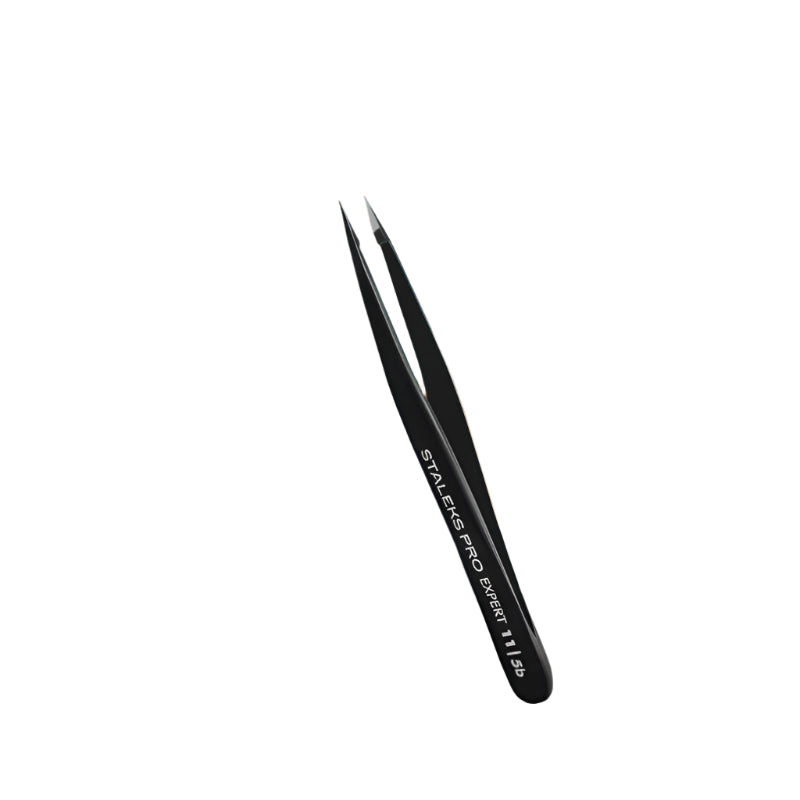 Staleks Eyebrow tweezers black EXPERT 11 TYPE 5b (point) - yofinity