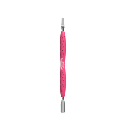 Staleks Manicure pusher Gummy with silicone handle UNIQ 10 TYPE 5 (rounded narrow pusher and straight blade) - yofinity