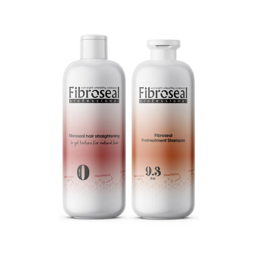 החלקה לשיער טבעי 1000 מ"ל + שמפו פותח 1000 מ"ל - Fibroseal - yofinity