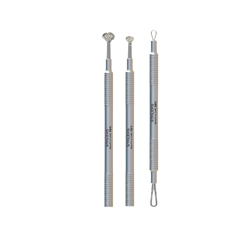 Staleks Cosmetology toolset “Clean Skin” BEAUTY & CARE 30 (Uno spoon, round tool with 19 holes and double-ended loop) - yofinity