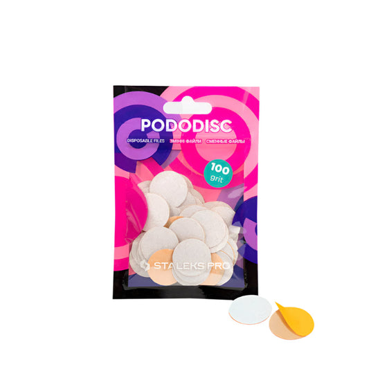 Staleks Disposable white files for pedicure disc PODODISC M EXPERT 100 grit (50 pcs) - yofinity
