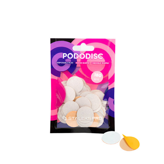 Staleks Disposable white files for pedicure disc PODODISC M EXPERT 180 grit (50 pcs) - yofinity